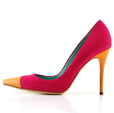 Women's Suede Red and Orange Stiletto Heel Pumps