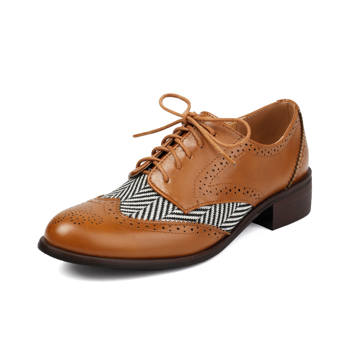 Ginger Round Toe Stripe Lace up Women's Wingtip Oxford Shoes Dress Shoes | Size 11 Ginger Round Toe Stripe Lace up Women's Wingtip Oxford Shoes Dress Shoes | Size 11