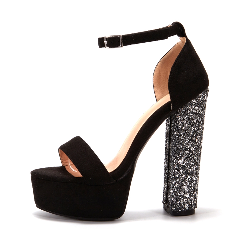 black sequin platform shoes