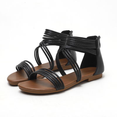 Desirepath Womens 2019 Summer Sandals Wedge Gladiator Ankle Wrap Cutout Flat Sandal Fisherman 