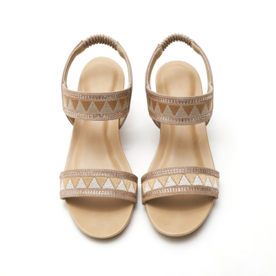 Bohemia Rhinestones Open Toe Strap Wedge Sandals Shoes