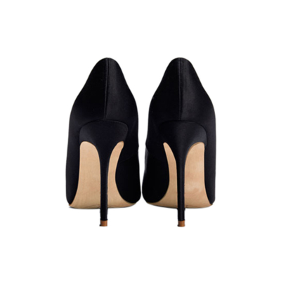 Black Bridal Satin Court Shoes 4 inches Stilettos Slip-On High Heel Pumps