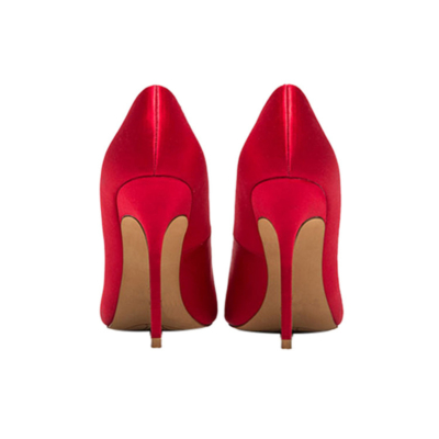 Red Bridal Satin Court Shoes 4 inches Stilettos Slip-On High Heel Pumps