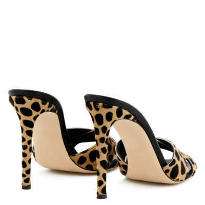 Dresses Cheetah Horse Hair High Heel Mules Shoes 5 inch Heels Sandals