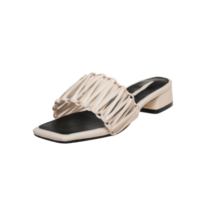 White Woven Slipper Shoes Hollow Out Slide Sandals