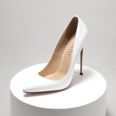 White Court Pumps Stiletto High Heel for office with Pointed Toe