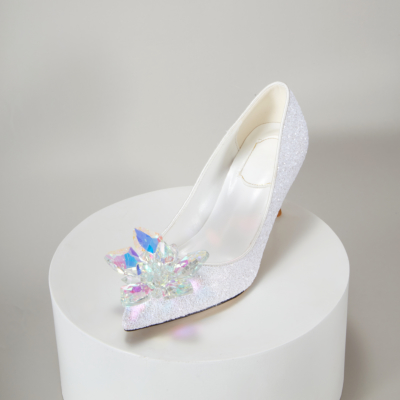 Ladies Glitter Crystal Embellished High Heel Sparkly Sequin Pumps