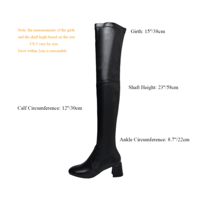 Classic Low Heel Stretch Over The Knee Boots Pull-on Thigh High Boots