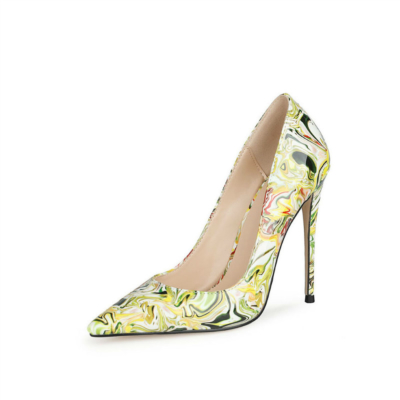 Green Marble Prints Patent Leather Pumps 4