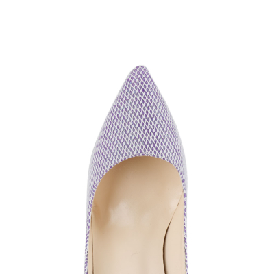 Purple Mesh Glitter Wedding Shoes 5 inches High Heel Bridal Sequin Pumps