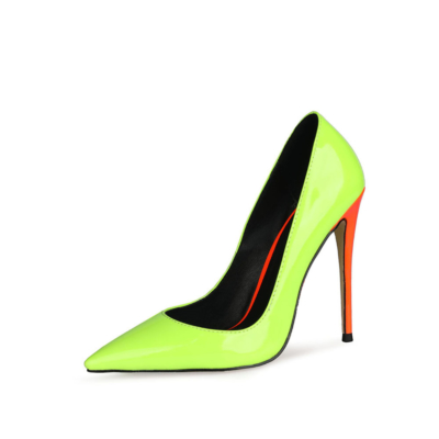 Neon Green Heeled Pumps Pointed Toe Stiletto Heels Shoes for Women