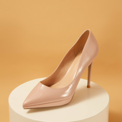 Pink Patent Leather Pointed Toe Platform Stiletto Heels Pumps