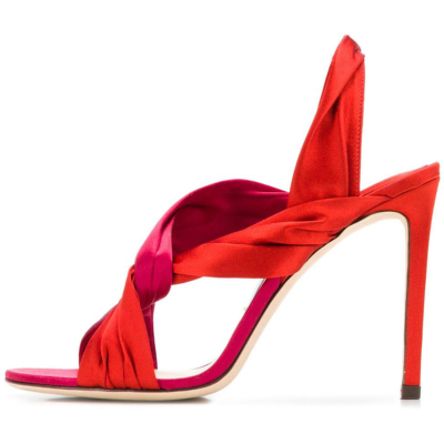 Red Open Toe Stiletto Heels Cross Strap Sandals Dress Shoes