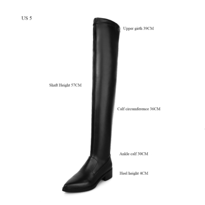 Slip Resistant Pointy Toe Heeled Stretch Thigh High Boots