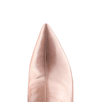 Pink Women's Back Zipper Thigh High Heel Boots Winter Boots