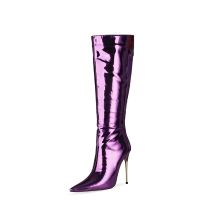 Purple Dress Tall Boots 5