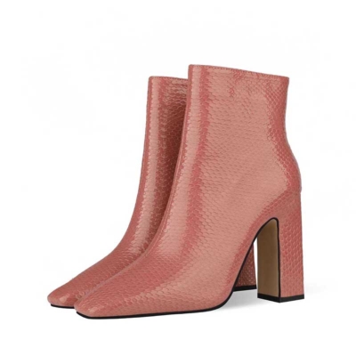 Women's Square Toe Chunky Heel Dress Booties Ankle Boots for | Up2Step