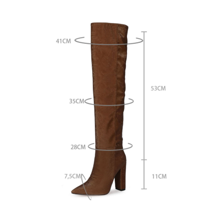 Over the Knee Boots Womens Chunky Heel Wide Calf Thigh High Boots