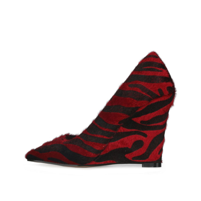 Zebra Printed Womens Wedge Heel Shoes Dress Pumps 4 inch Heels