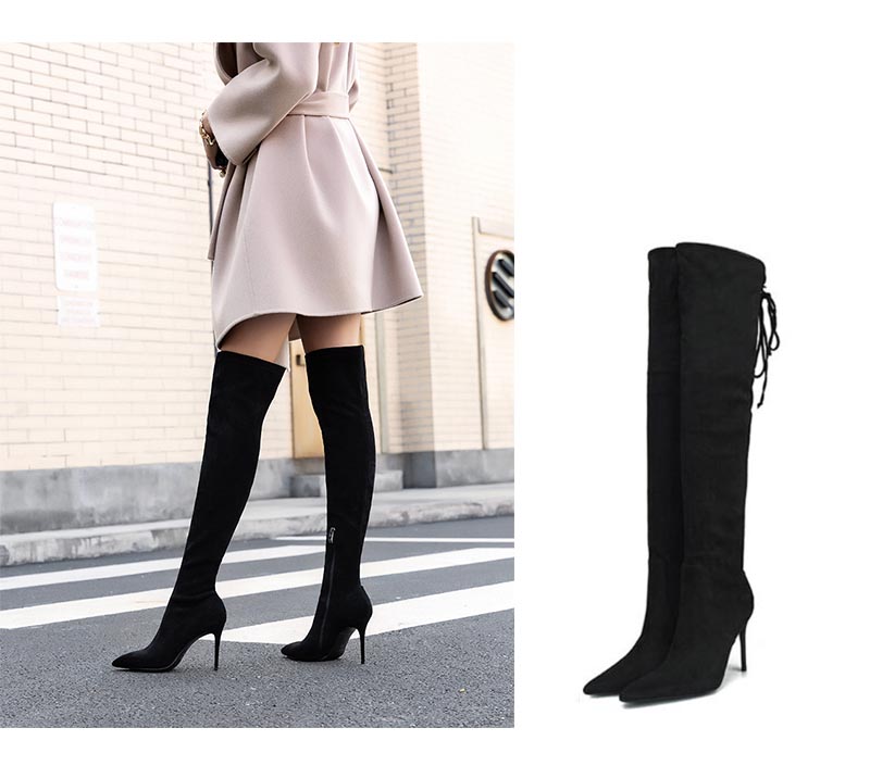 Classic Pointed Toe Block Heel Woman Thigh High Boots for | Up2Step